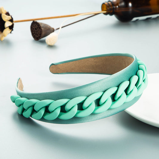 Ladies Wide Brim Colorful Chain Macaron Headband