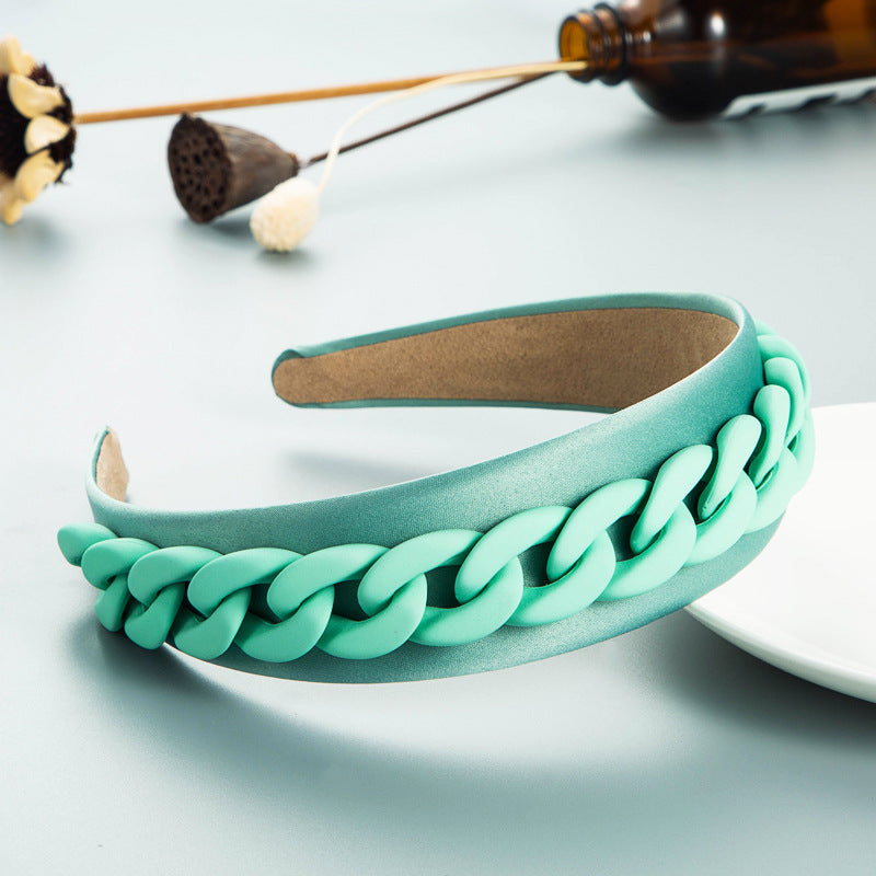 Ladies Wide Brim Colorful Chain Macaron Headband