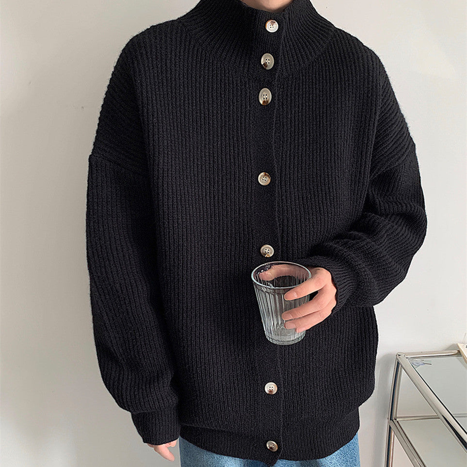 Pure Color Simple Knit Cardigan Coat For Youth