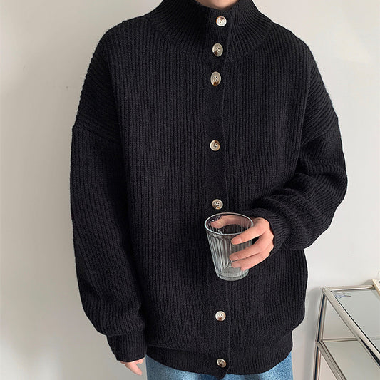 Pure Color Simple Knit Cardigan Coat For Youth