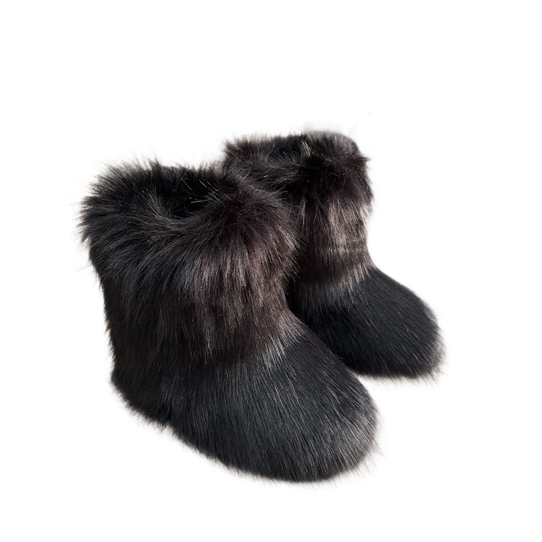 Women's Closed Toe Warm Fluffy Plush Snow Boots