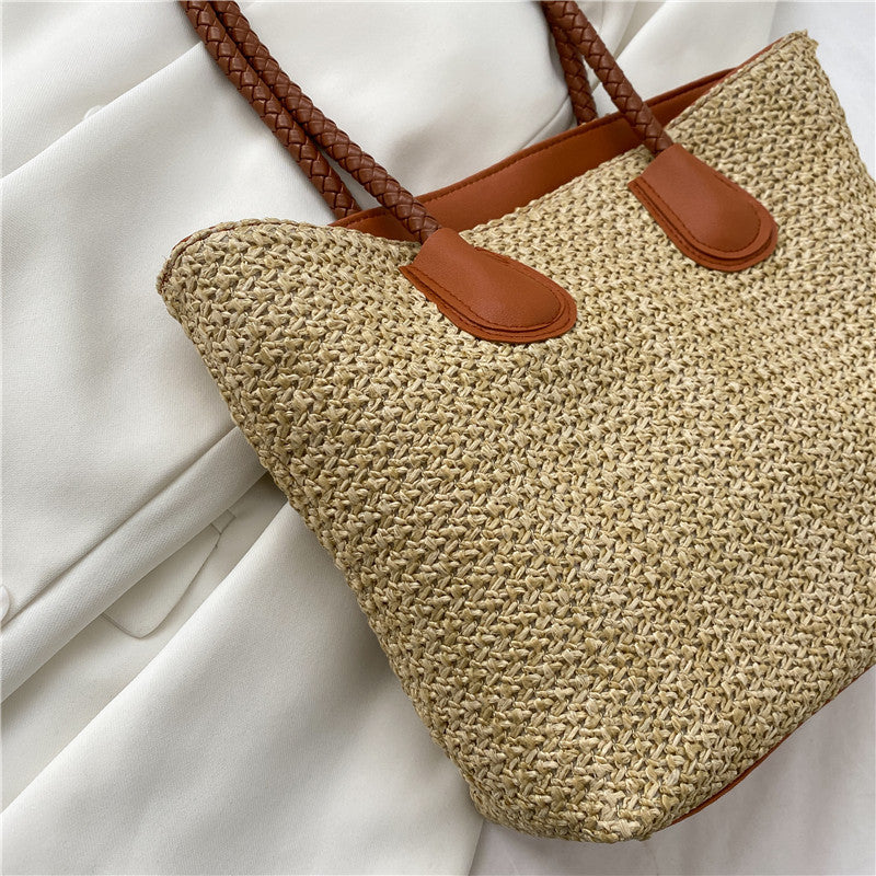 Braided Commuting Single Shoulder Tote Large Bag