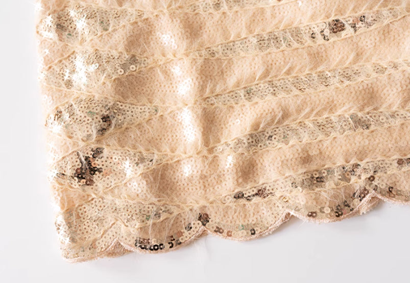 European And American Heavy Industry Glitter Sequin Wave Pattern Skirt