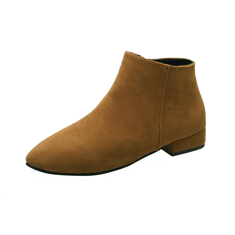 Women's Boots British Style Chunky Heel Casual Short Tube