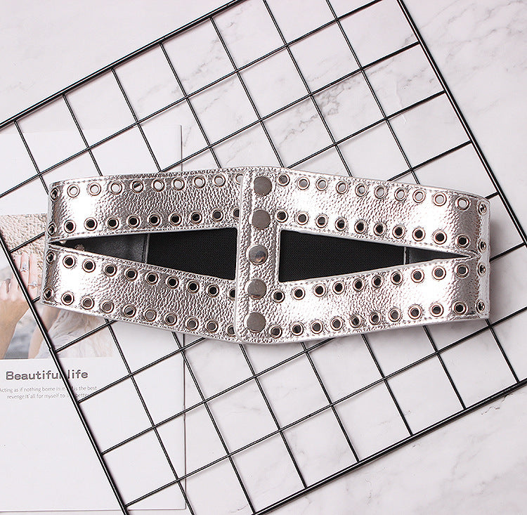 Flowing Eye Rivet Elastic Elastic Waistband Female Decoration