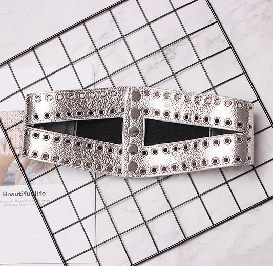 Flowing Eye Rivet Elastic Elastic Waistband Female Decoration