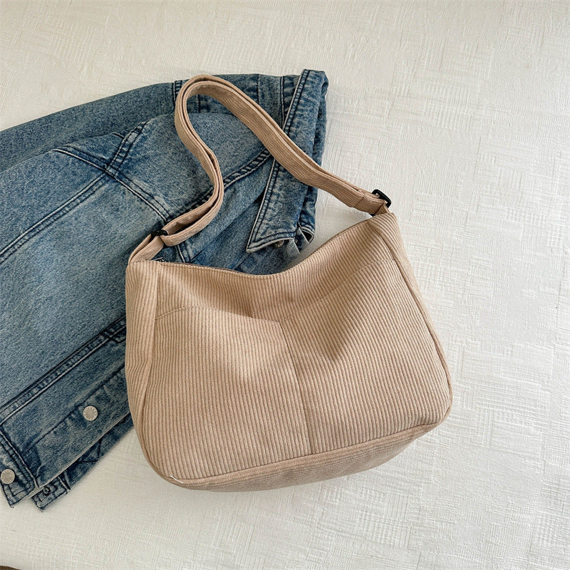Large-capacity Crossbody Bag Korean Style Fashion Commuter Backpack Corduroy Class Bag