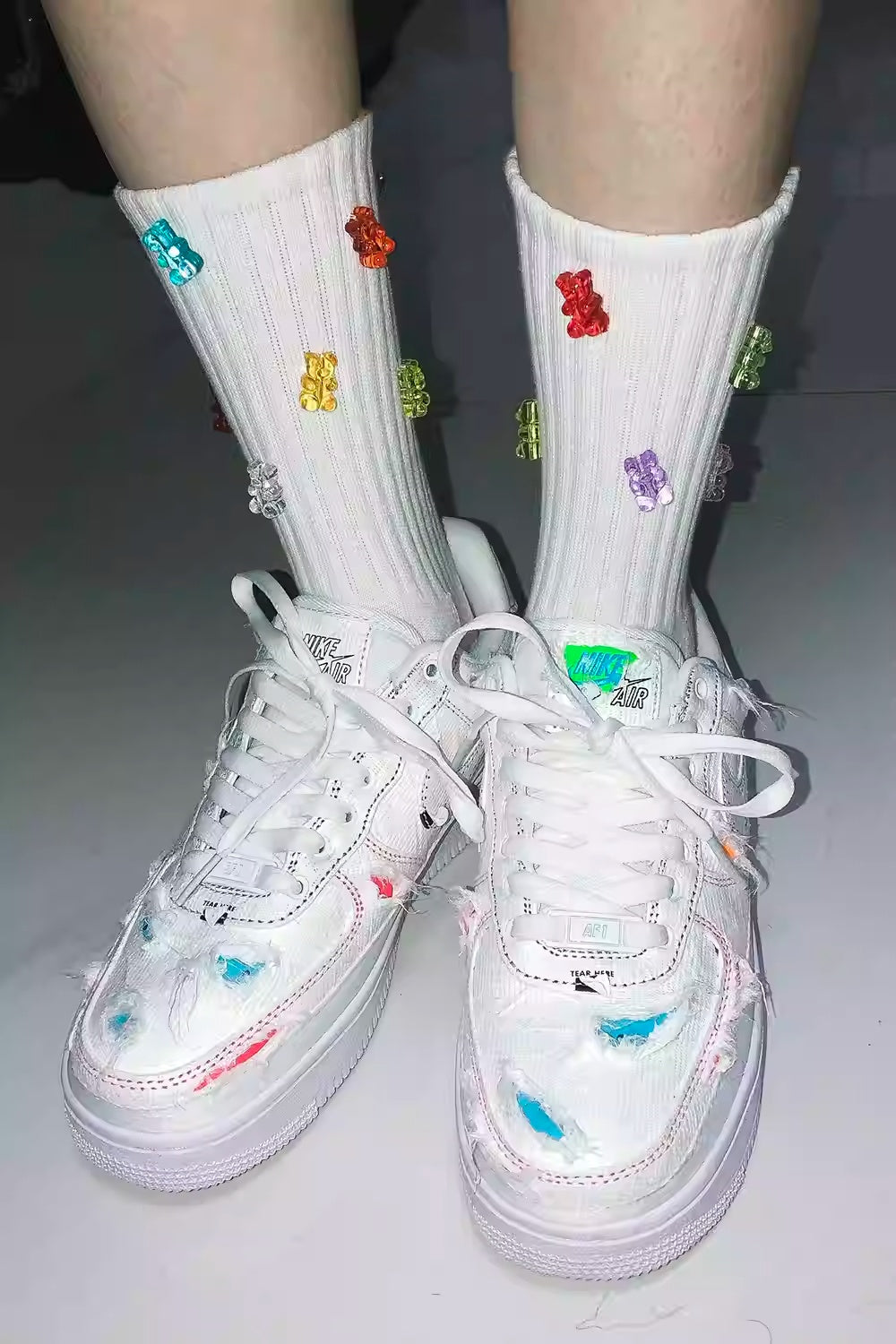 Colorful Cute Bear Three-dimensional Soft Candy Cotton Sports Mid-calf Socks
