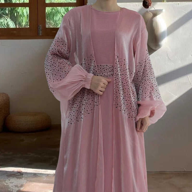 Lady Mesh Robe Coat Two-piece Set