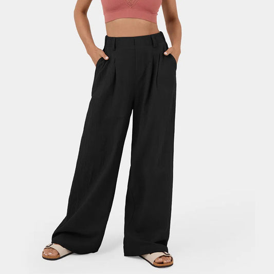 Women's Cotton High Waist Wide Leg Pants
