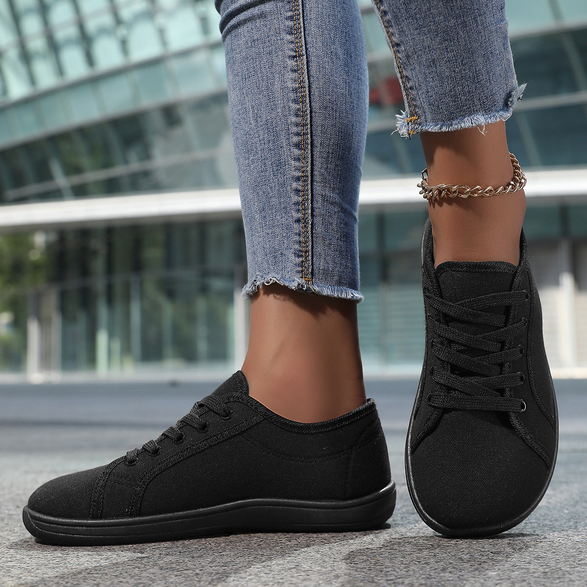 White Canvas Sneakers With Soft Soles For Couples