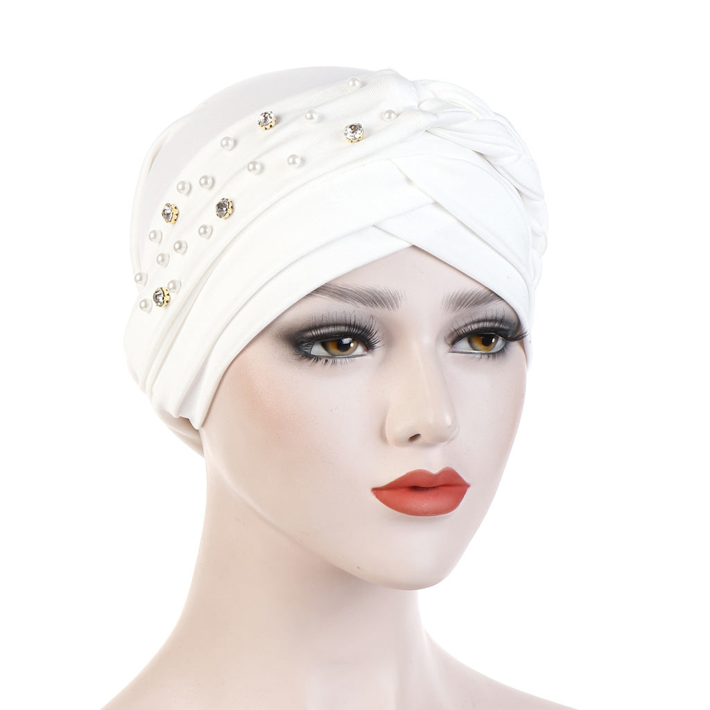 New Multi-color Crystal Hemp Three-layer Turban Hat