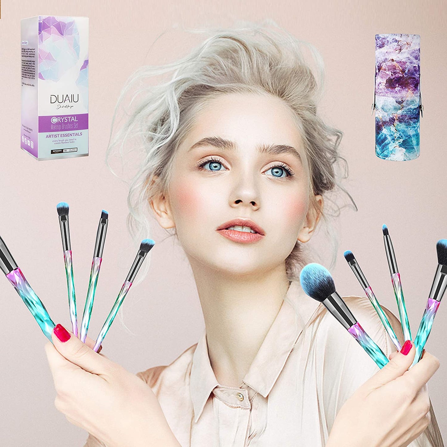 Pinselset Makeup  Make up Pinsel Set 15 Stück Premium Synthetische Borsten Kristallgriff Kabuki Foundation Gesicht Lippen Auge Professional Mit Sternengeschenkbox