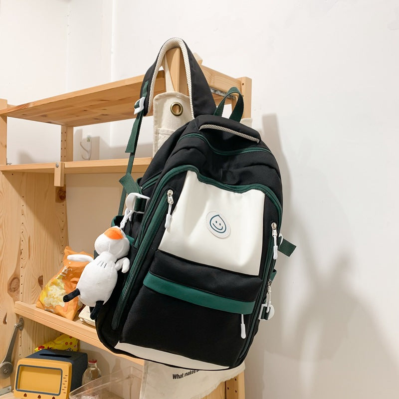 Fashion Color Matching Backpack Ins Simple Korean Version Schoolbags Junior High School College Students Bags