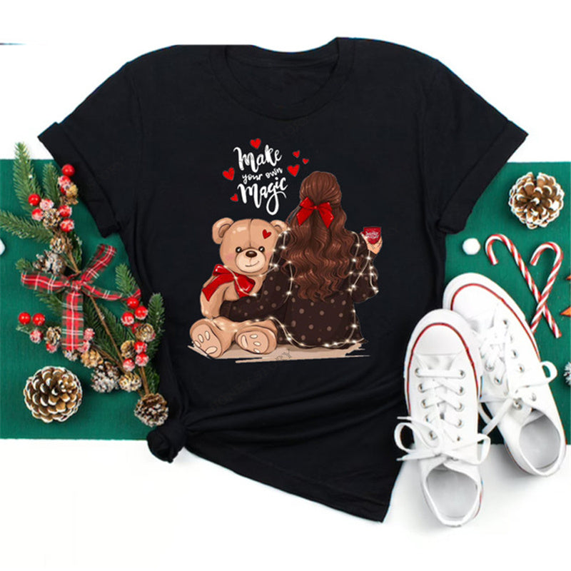 Christmas Print Girlfriends Red T-Shirt