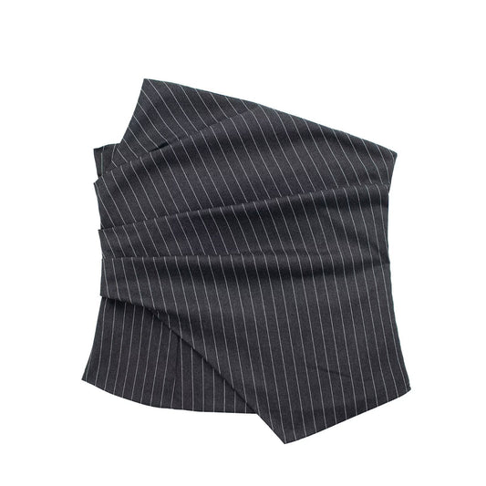 Diagonal Neck Pinstripe Tight Pleated Corset Top