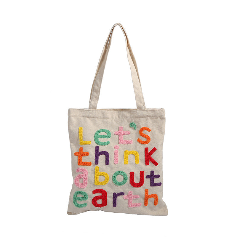 Letter Large Capacity Versatile Canvas Bag For Women