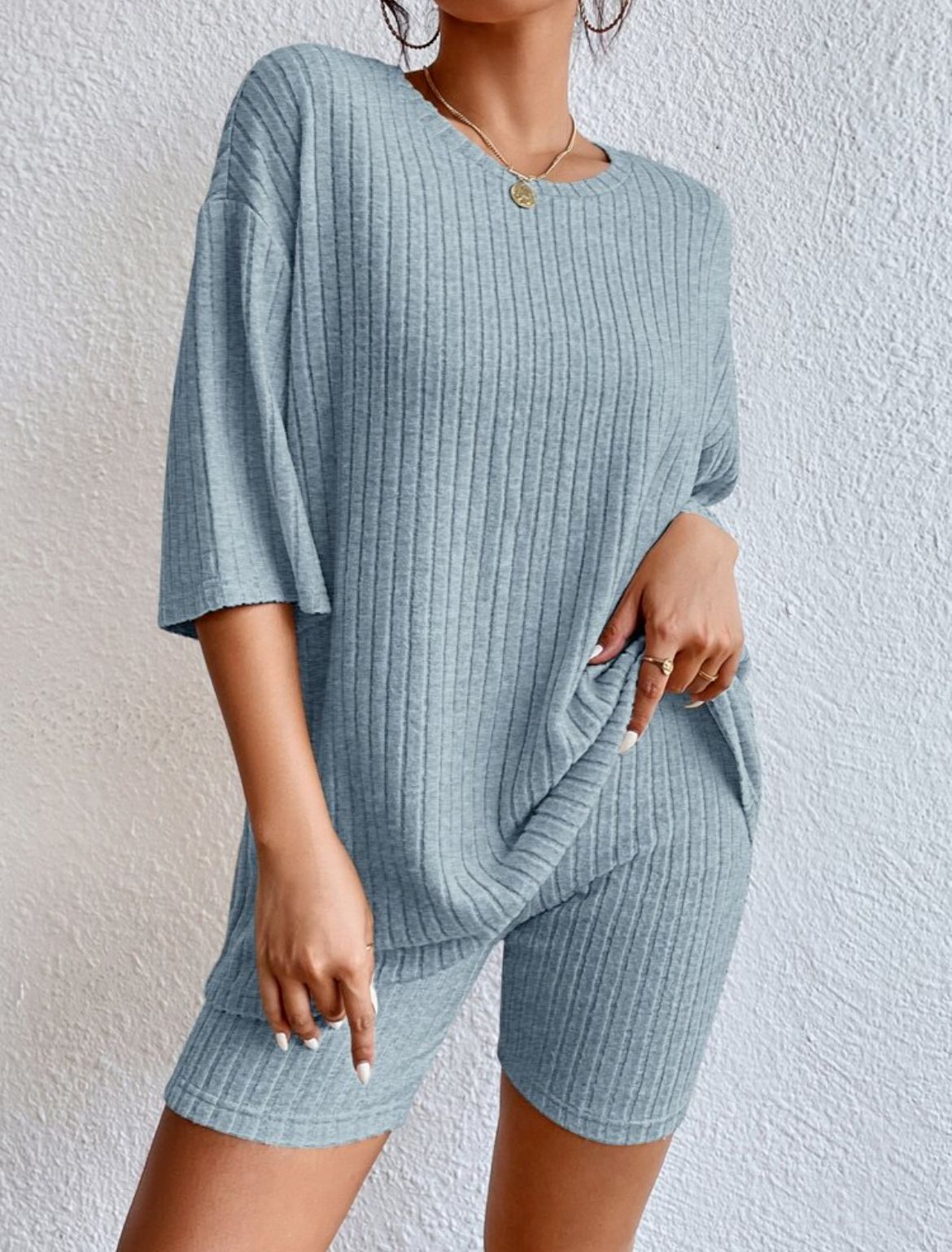 Fashion Casual Solid Color Shorts Suit