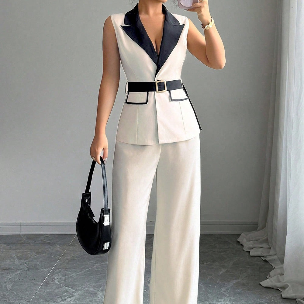 European And American Elegant Style Tube Top Straight-leg Trousers