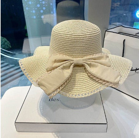 Bow Ruffles Big Brim Straw Hat