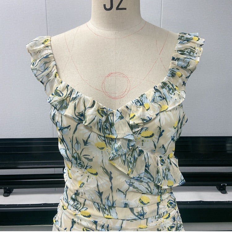 Chiffon Printed Dress Summer Mid Length