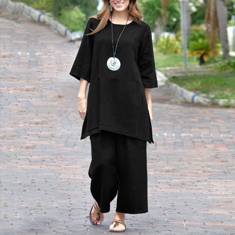Cotton-linen Casual Long-sleeve Loose Cotton Set