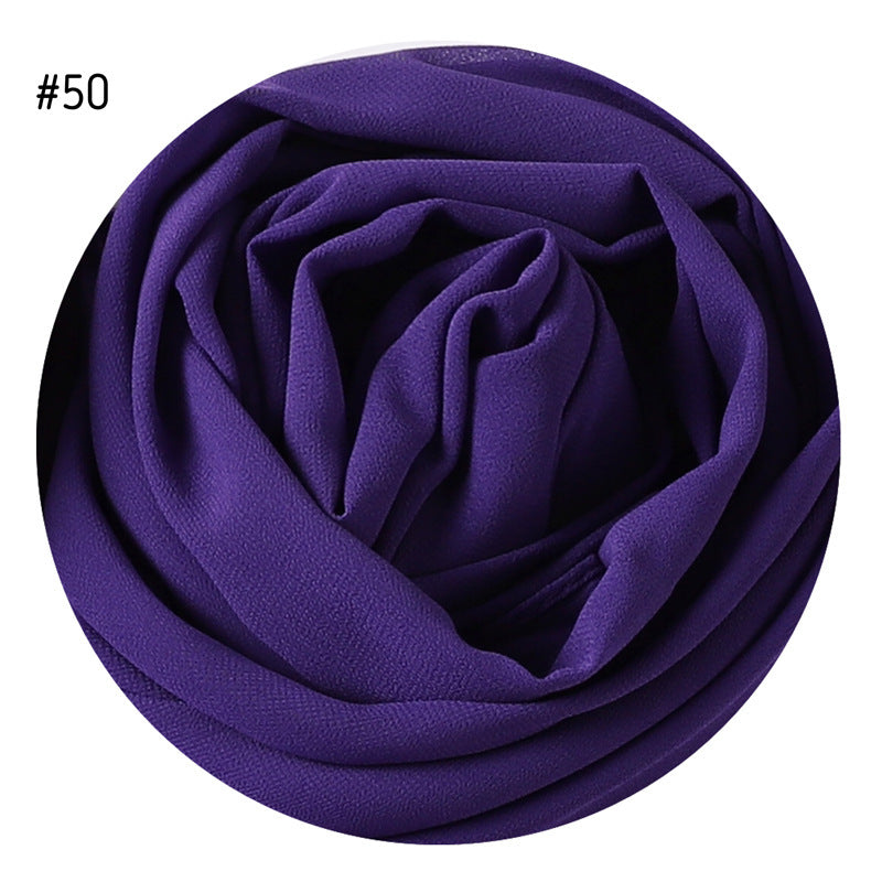 Women's Simple And Versatile Solid Color Pearl Chiffon Scarf