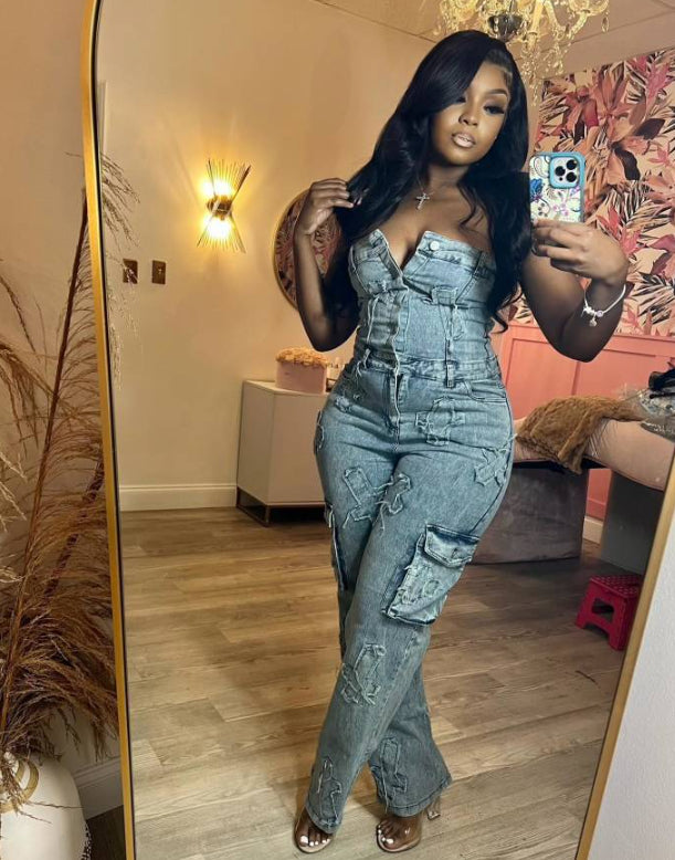 Tube Top Broderede Heldækkende Bukser Kryds Tube Top Elastiske Bukser