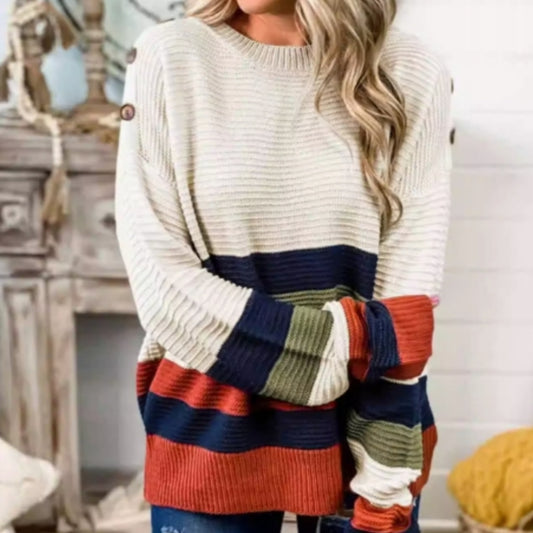 Indvendig Halvkrave Kontrasterende Sweater Til Kvinder Med Strikkede Toppe Til Efterår Og Vinter