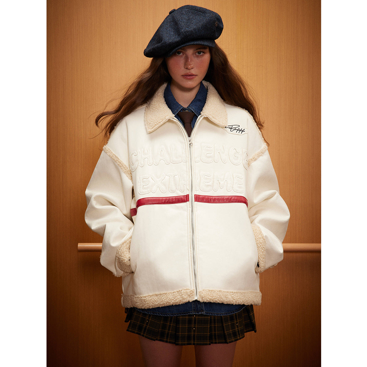 Lamb Fur Coat Cotton-padded Coat Fur Collar Coat