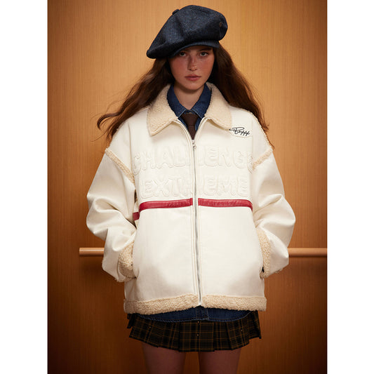 Lamb Fur Coat Cotton-padded Coat Fur Collar Coat