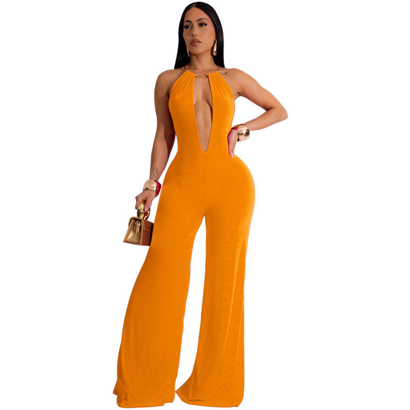 New Fashion Jumpsuit Women's Solid Color Sexy Casual