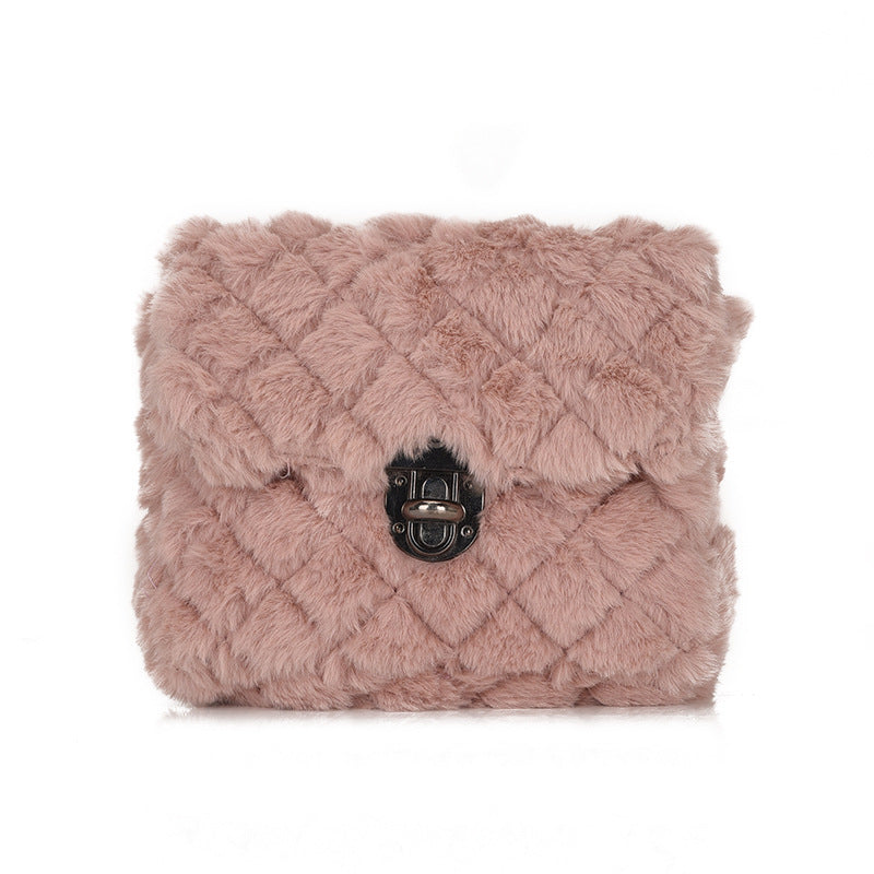 Women's Fashion All-match Plush Chain Shoulder Messenger Bag