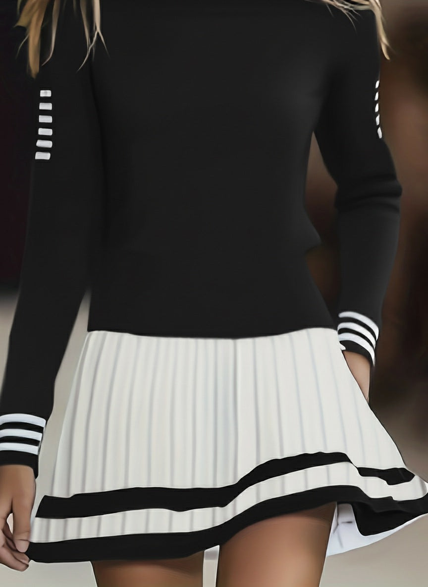 Strikket Stribet Kjole Sweater til Kvinder med Striber