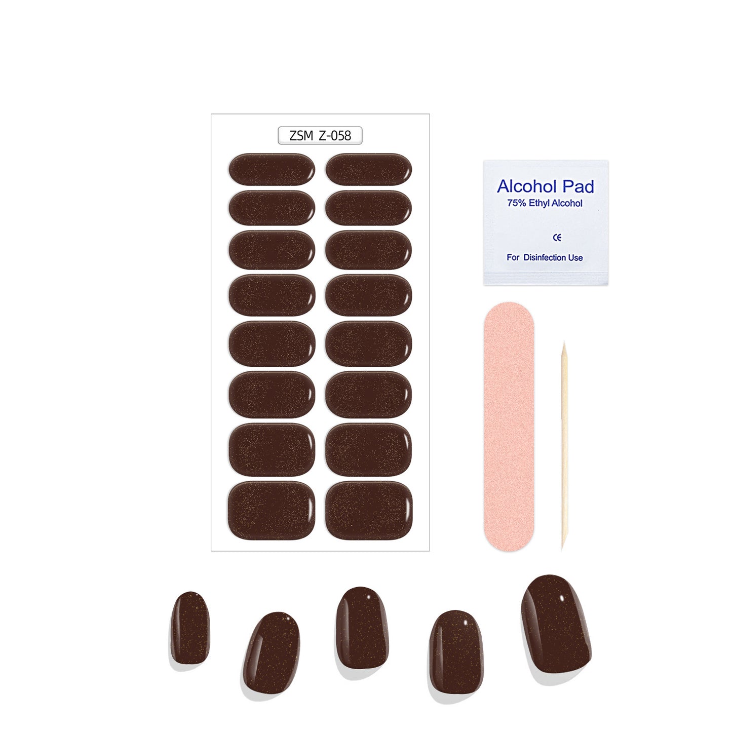 Solid Color Glitter Gel Nail Sticker