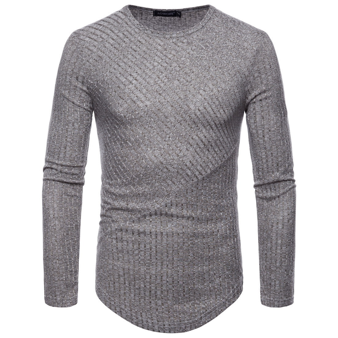 New Men's Round Neck T-shirt Long-sleeved Knitted Top