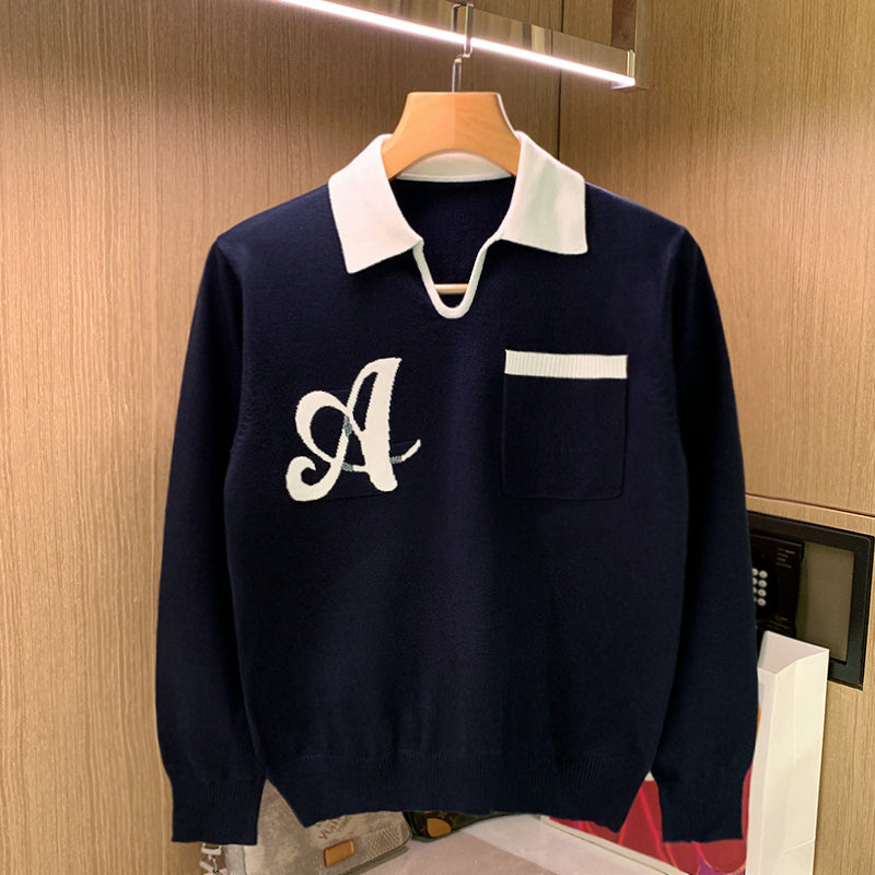 Europæisk og amerikansk Ins Trend Afslappet Personlighed Polo Langærmet