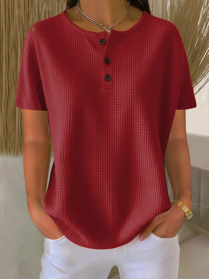 Summer New Solid Color Pullover Loose Top