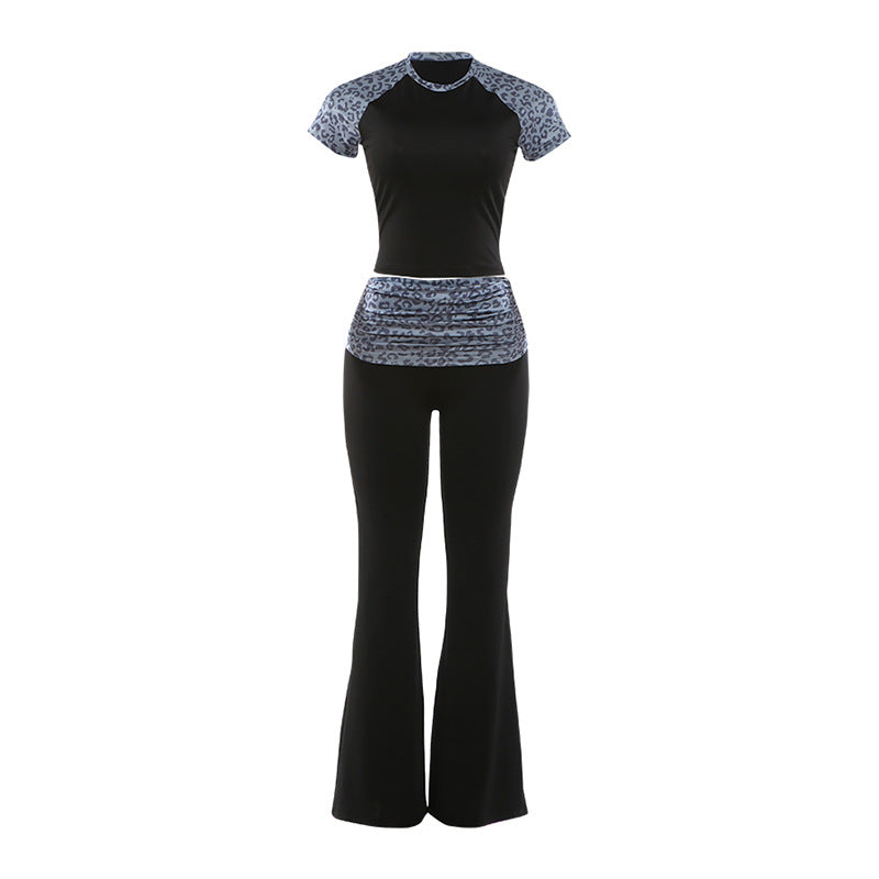 Womens Fashionable Printed Patchwork Sexy Slim-Fit Pants Suit