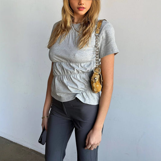 Personality Round Neck Casual Solid Color Short Sleeve