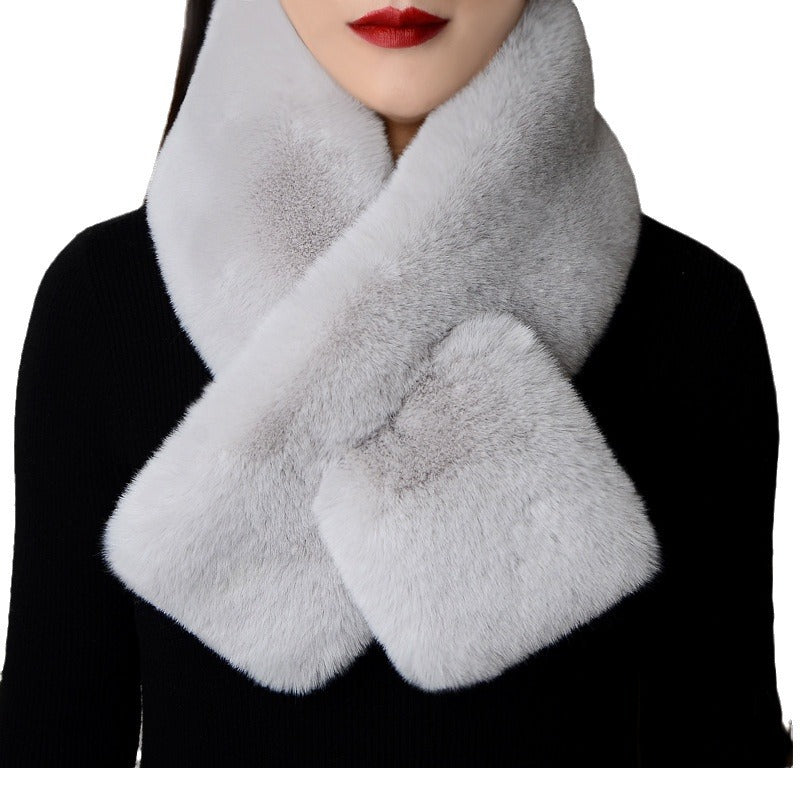 Plush Scarf Artificial Rex Rabbit Fur Thick Warm