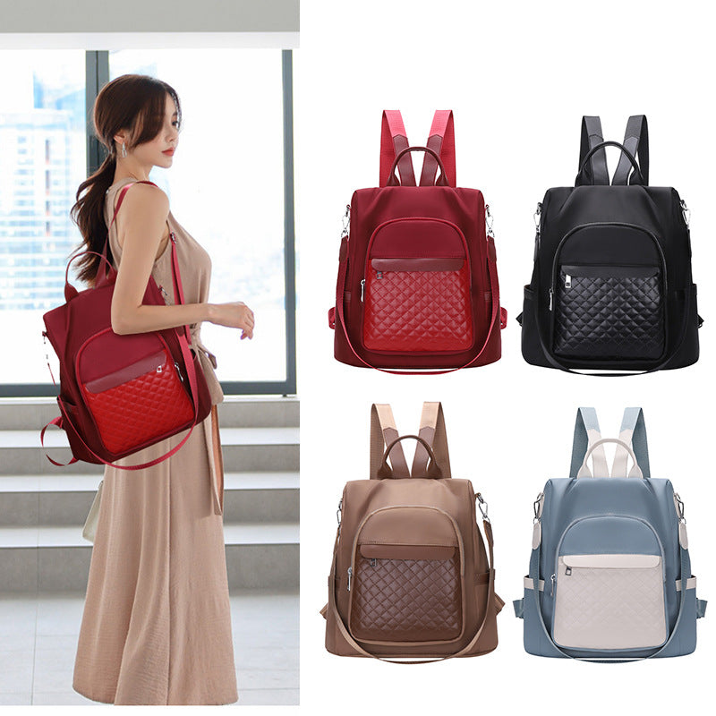 New Single Shoulder Colored Diamond Checker Women's Backpack PU Casual