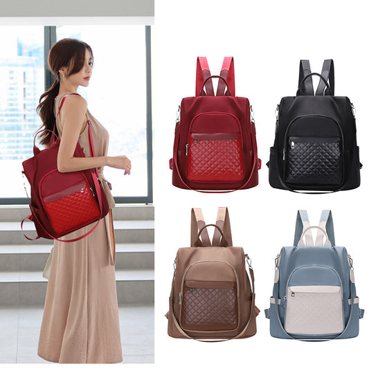 New Single Shoulder Colored Diamond Checker Women's Backpack PU Casual