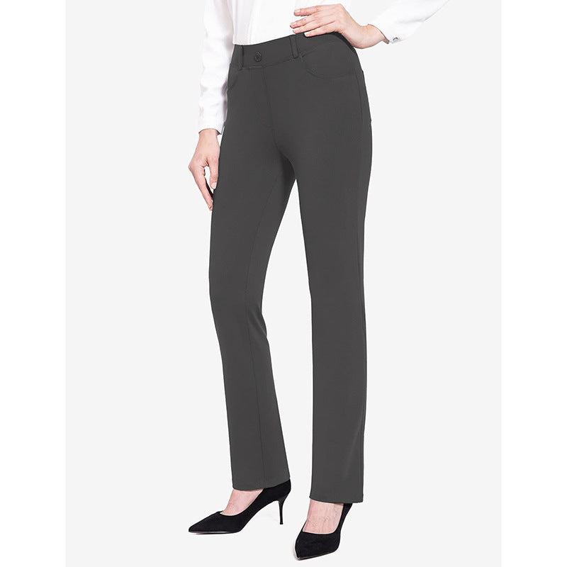 Solid-color Stretch High-waist Slim-fit Yoga Pants