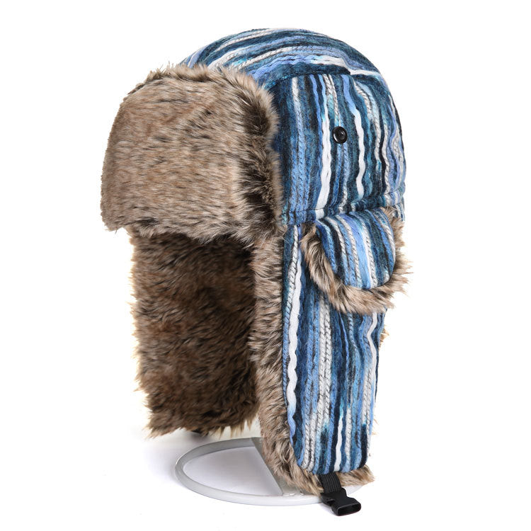 Rainbow Color Fleece-lined Thick Earflap Hat