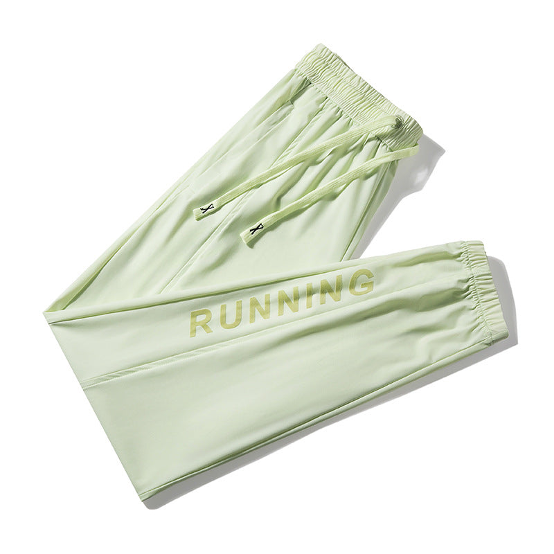 Stretch Quick-dry Casual Sports Printing Loose Drawstring Trousers Cropped Pants