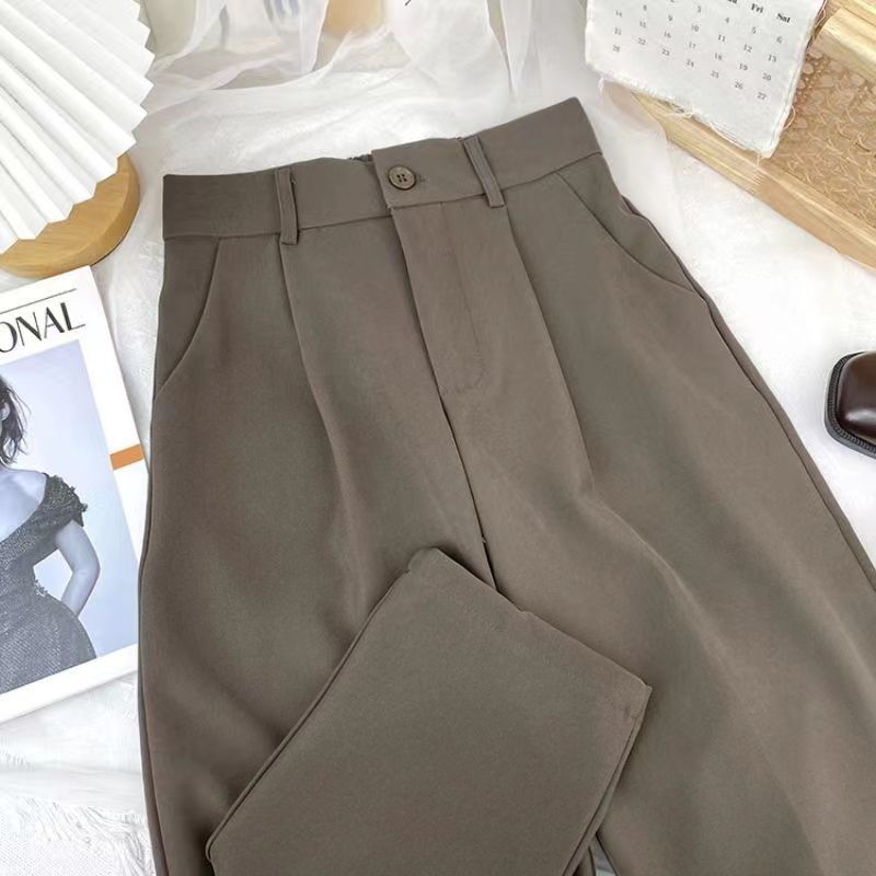 Suit Pants Women's Thin Style High Waist Wide Leg Pants Loose Straight Nine Points West Pants