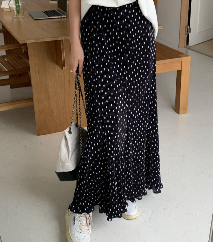 Women's Fashion Pleated Polka Dot Skirt