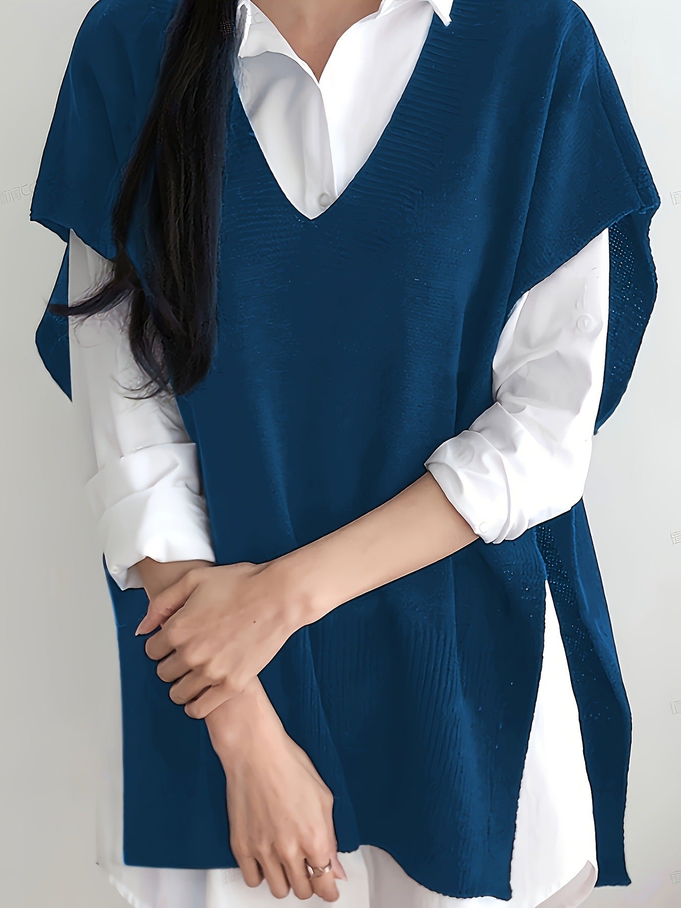 All-matching Loose V-neck Plus Size Sweater Vest