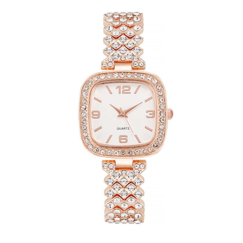 Small Square Watch Full Diamond Women's Bracelet Gift Box